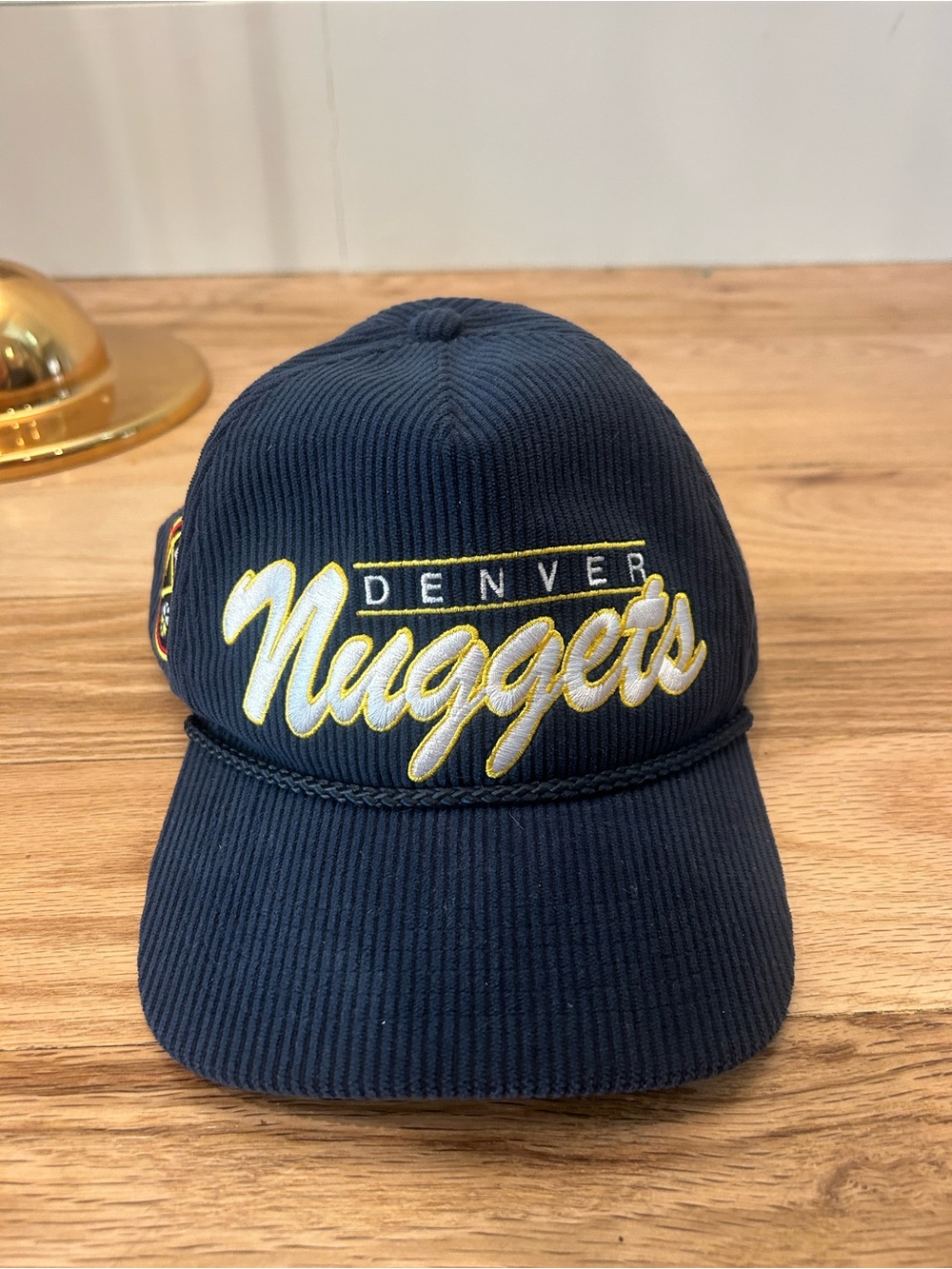 Denver Nuggets Navy Script Logo Corduroy Hat